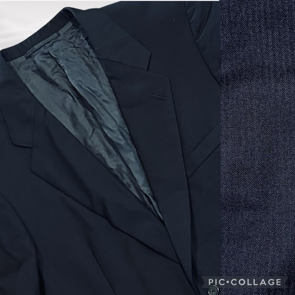 Vintage Tessuto Ermenegildo Zegna Navy Blue Wool Blazer Jacket Custom 47R Stripe - Picture 1 of 8